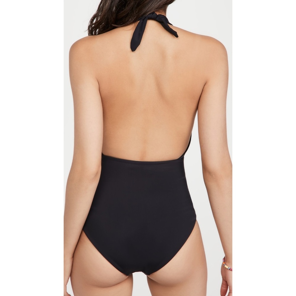 Mara Hoffman Maddy Tie-Front Cutout One-Piece Halter Swimsuit View 4